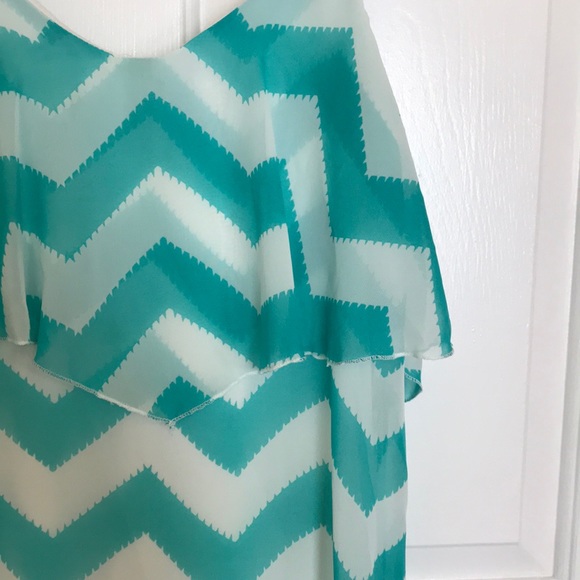 Teal and White Chevron Sundress - Picture 2 of 4